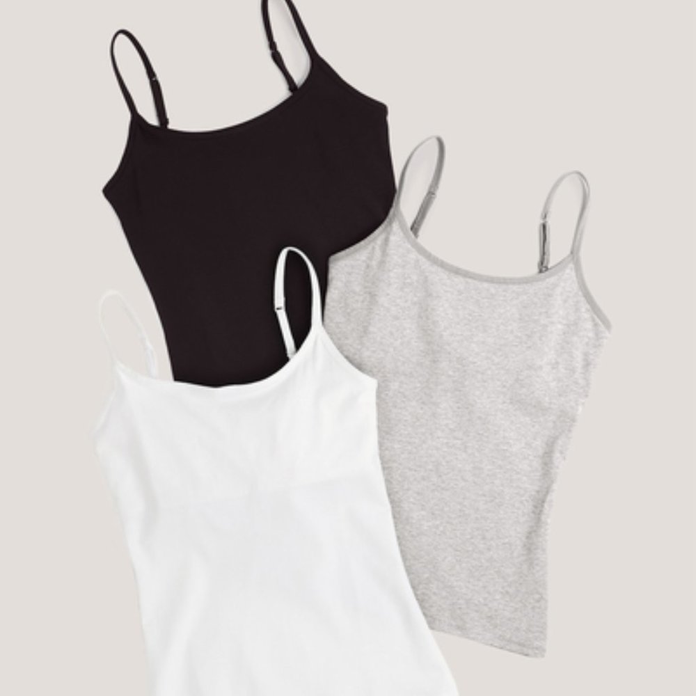 Pact Organic shelf bra camisole 3 pack BRAND NEW in packaging white black gray L